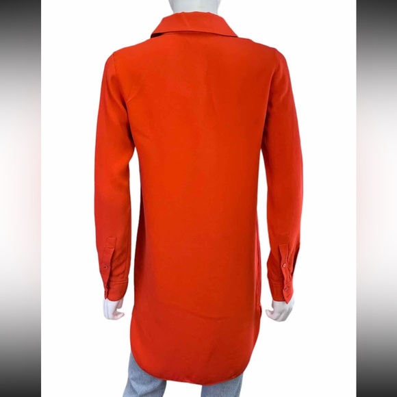 VINCE Orange 100% Silk Tunic Top - Picture 4 of 10